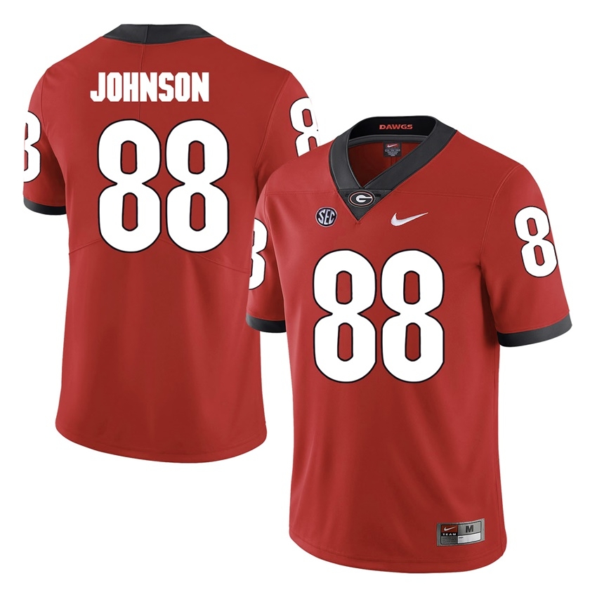 Georgia Bulldogs Men's NCAA Toby Johnson #88 Red Game College Football Jersey IMF2749AT